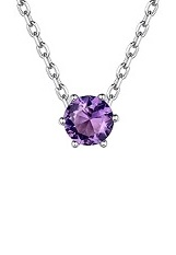 catchy silver round rolo chain February birthstone baby necklace 